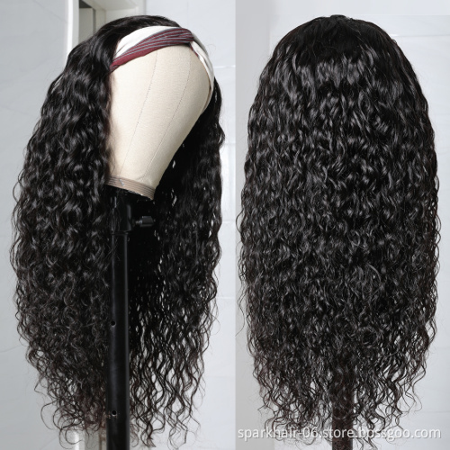 Factory Outlet Headband Wig Human Hair For Black Women,Remy Human Hair Headband Wig, Straight Body Deep Ponytail Human Hair Wigs